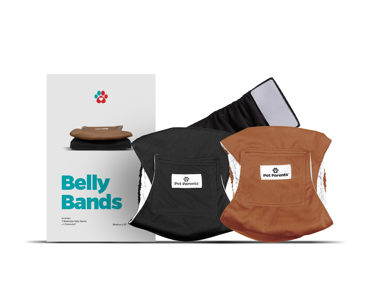Pet Parents® - Belly Bands (3-Pack) + Extendrs®, Washable Dog Belly Bands