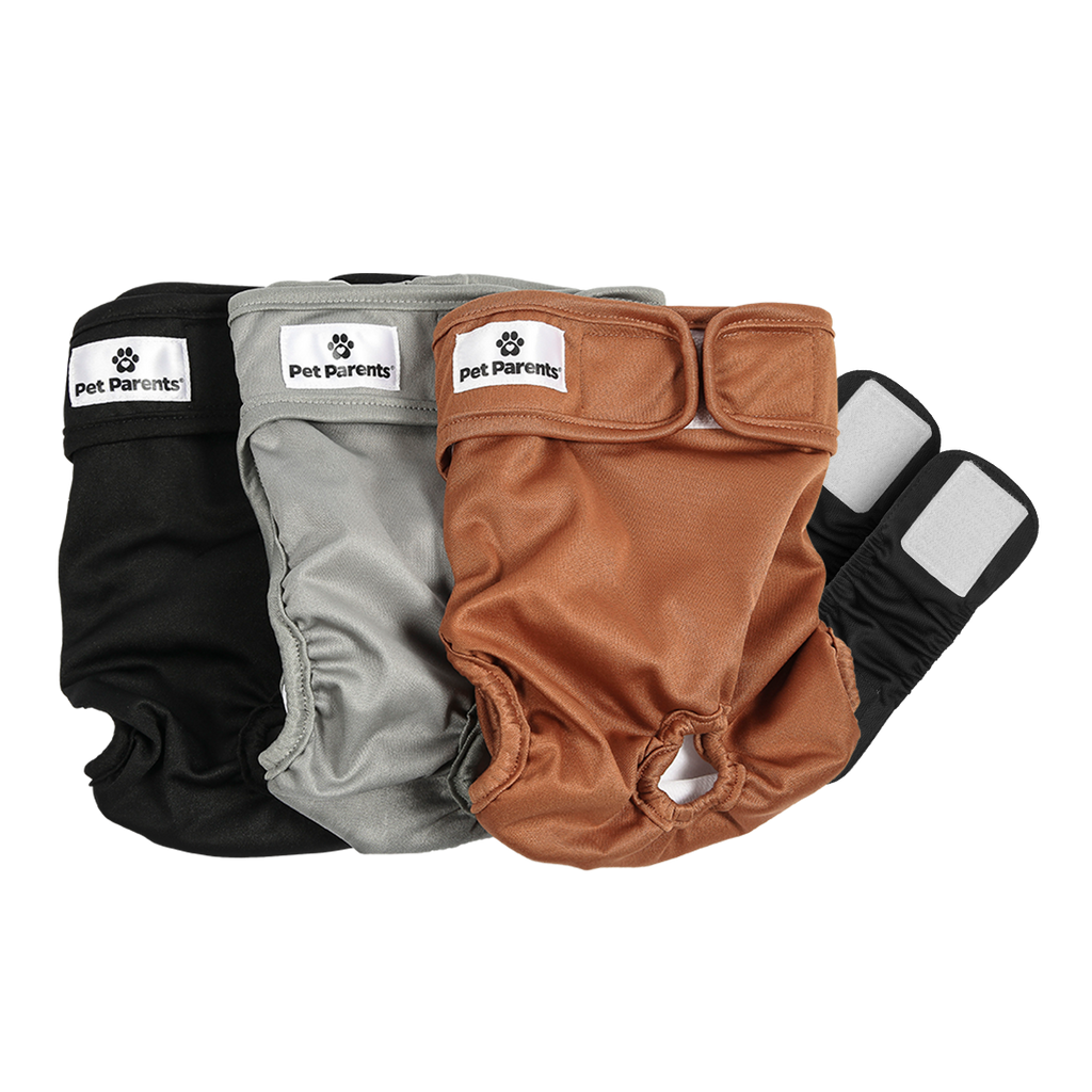Pet Parents® - Dog Diapers (3-Pack) + Extendrs®, Washable Dog Diapers - Dog.Dog.Cat.