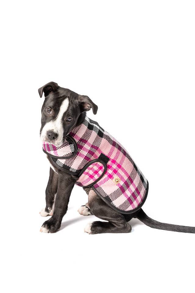 Chilly Dog Dog Blanket Coat Pink Plaid - Dog.Dog.Cat.