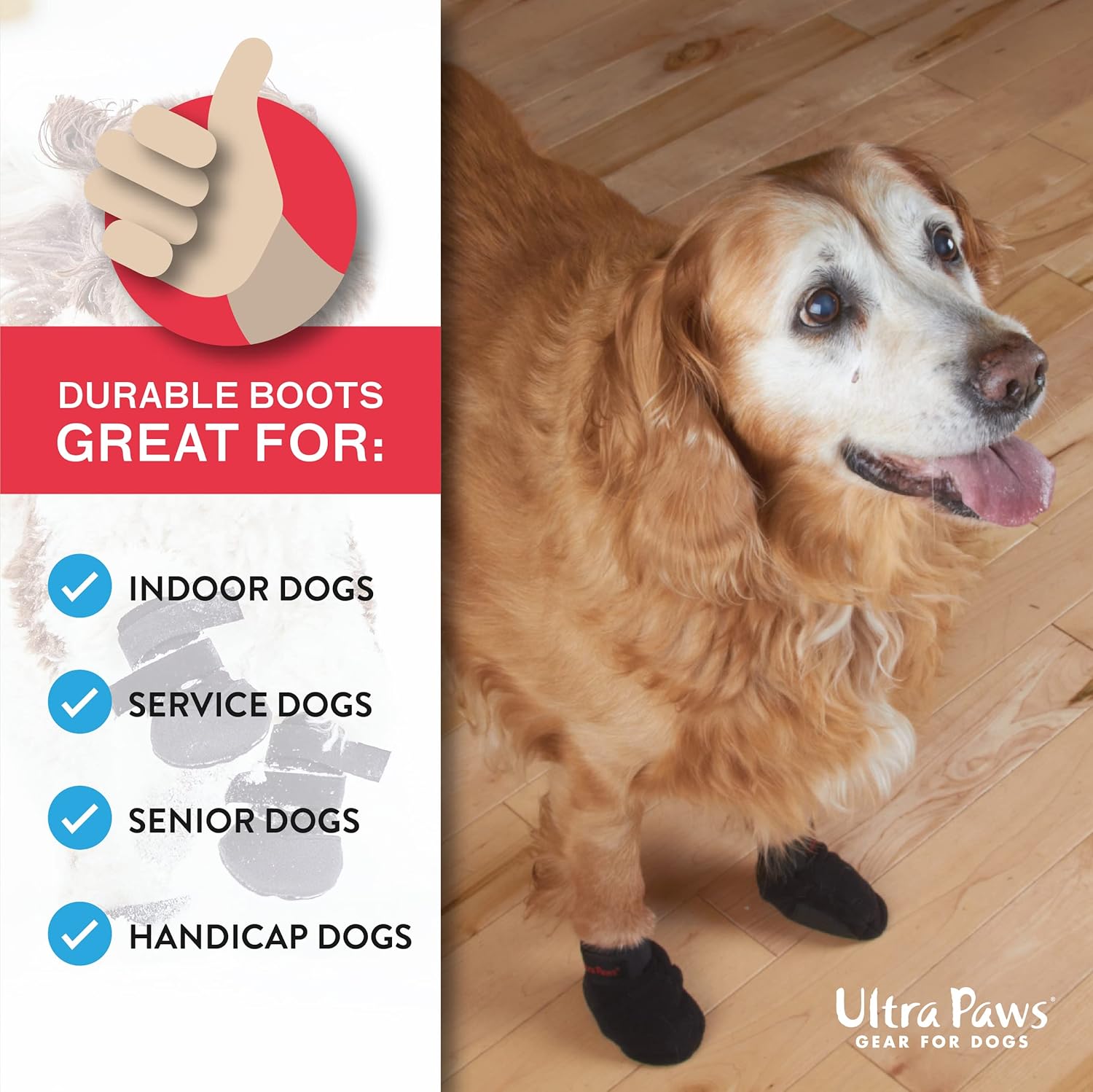 Ultra Paws Dog Boot (4 boots) - Durable Red - Dog.Dog.Cat.