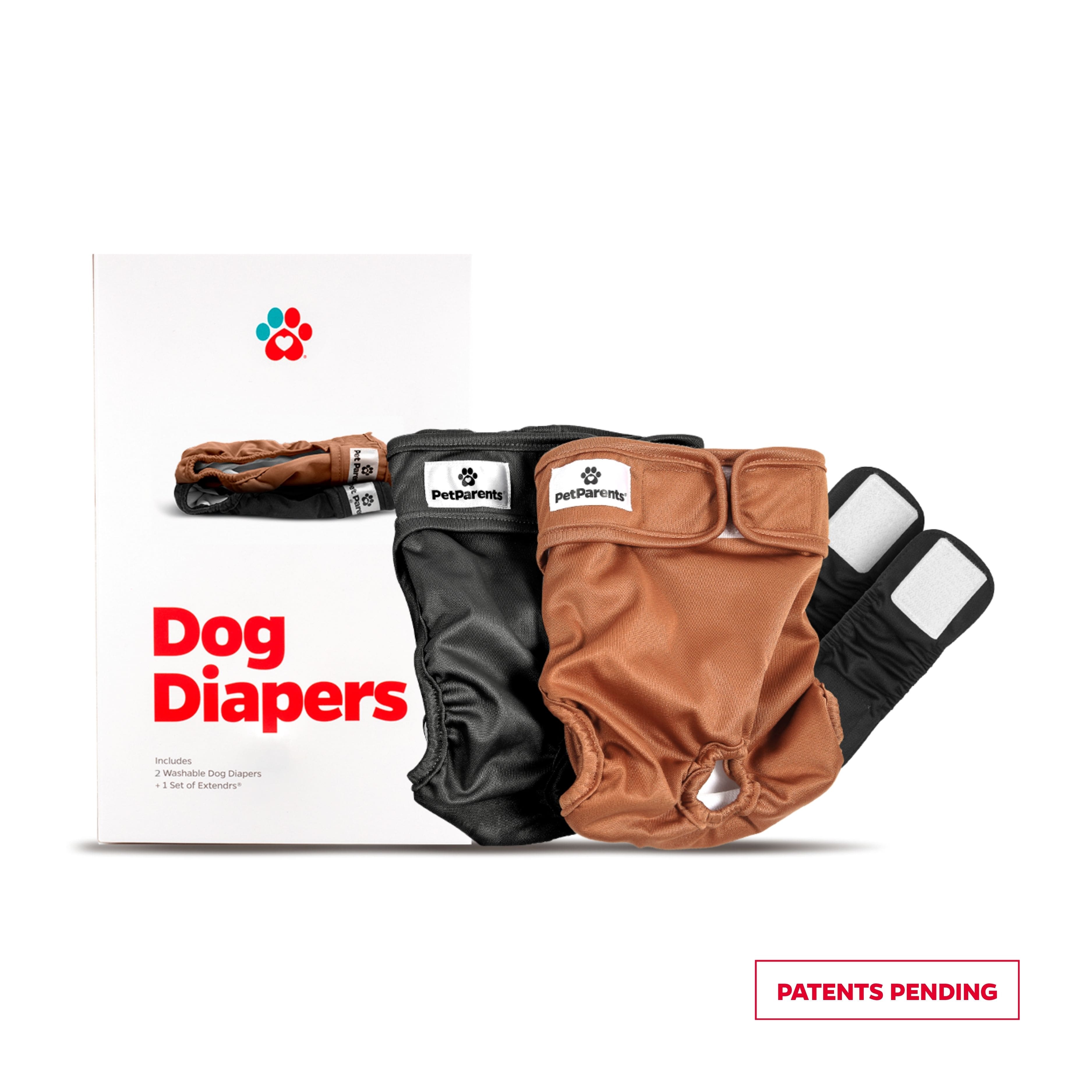 Pet Parents® - Dog Diapers (3-Pack) + Extendrs®, Washable Dog Diapers