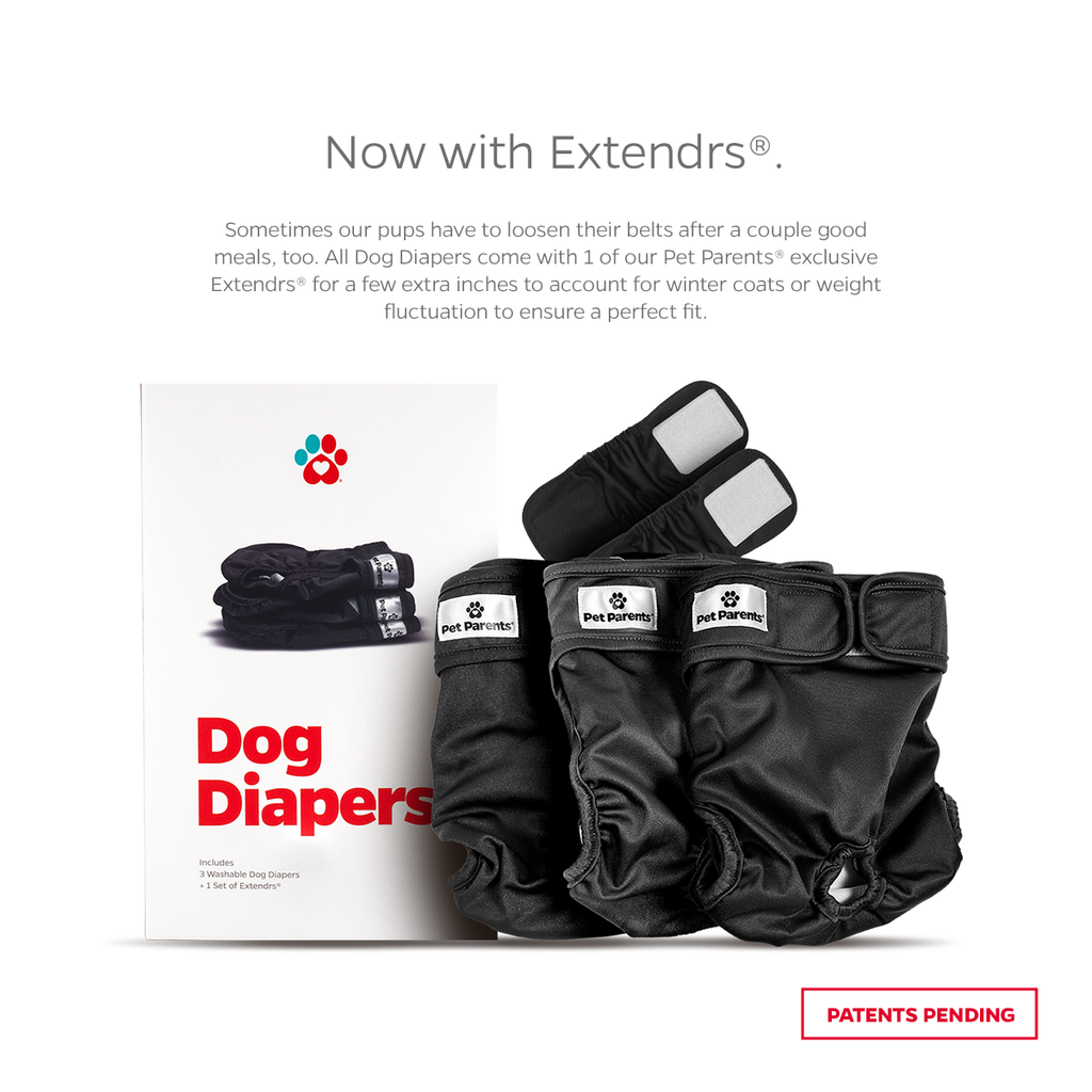 Pet Parents® - Dog Diapers (3-Pack) + Extendrs®, Washable Dog Diapers - Dog.Dog.Cat.